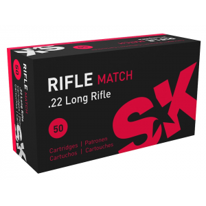 SK Rifle Match 22lr Ammo 40 Grain Round Nose Box Of 500 (10 Boxes Of 50) 4023045422084 315741