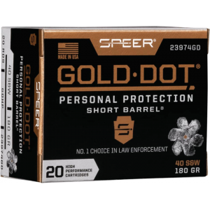 er Gold Dot Short Barrel 40 S&W 180 Grain Bonded Jacketed Hollow Point Box Of 20 Ammo