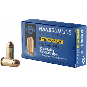  9x18mm (9mm Makarov) 93 Grain Full Metal Jacket Box Of 50 Ammo