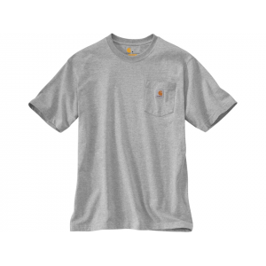 CARHARTT Men's K87 Loose Fit Heavyweight Short Sleeve Crew Neck Pocket T Shirt Heather Gray Large Tall