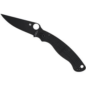 Spyderco Military 2 Salt Pocket Knife 4" Drop Point CPM MagnaCut Black DLC Blade G-10 Handle Black - Spyderco