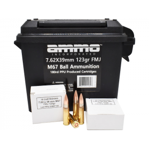 o Inc. M67 7.62x39mm 123 Grain Full Metal Jacket Can Of 180 Bulk Ammo