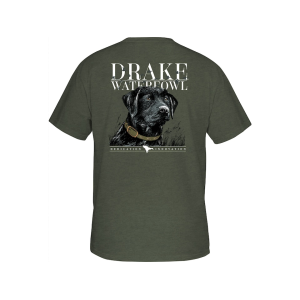 Drake Men's Black Lab Collar Short Sleeve Crew Neck T Shirt Kalamata Olive Light Heather XL - Drake