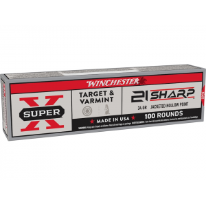 WINCHESTER Super X Target & Varmint 21 Sharp Ammo 34 Grain Jacketed Hollow Point Box Of 100