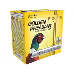 cchi Golden Pheasant 16 Gauge 2-3/4 #6 Nickel Plated Lead Shot 1-1/8 Oz Case Of 250 (10 Boxes Of 25) Ammo
