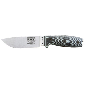 ESEE Knives ESEE-4 3D Fixed Blade Knife 4.5" Drop Point CPM S35VN Stonewashed Blade G-10 Handle Gray - Esee Knives