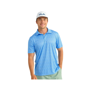 Huk Men's Pursuit Printed Polo Marolina Blue Large - Huk
