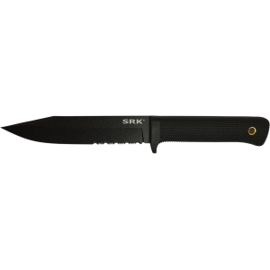 Cold Steel Exclusive SRK Fixed Blade Knife 6" Partially Serrated Clip Point SK-5 Black Blade Kray-Ex Handle Black - Cold Steel
