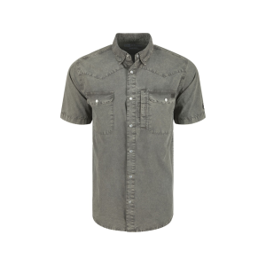 Drake Men's Cinco Ranch Acid Wash Shirt Gray Castlerock XL - Drake