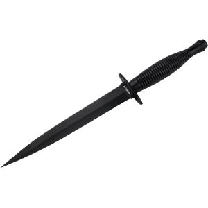 Boker Knives History Knife & Tool Commando Fixed Blade Knife 7.09" Dagger 420 Black PVD Blade Aluminum Handle Black - Boker Knives