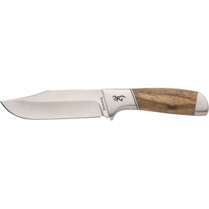 Browning Sage Creek Large Fixed Blade Knife 4.5" Clip Point 9Cr14MoV Satin Blade Wood Handle - Browning