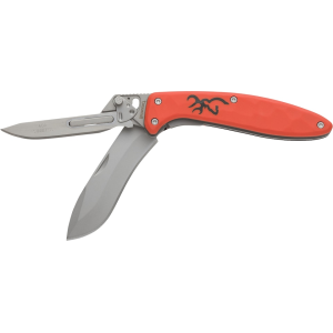 Browning Primal Scalpel 2 Blade Pocket Knife 3" Scalpel Point Stainless Steel Stainless Blade Polymer Handle Orange - Browning