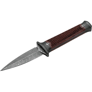 Boker Knives P08-Damast Fixed Blade Knife 3.23" Dagger Damascus Blade Rosewood Handle Brown - Boker Knives