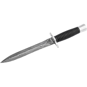 Boker Knives Acht-Acht Flak Fixed Blade Knife 7.2" Dagger Damascus Blade Grenadill Wood Handle Black - Boker Knives
