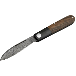 Boker Knives Barlow Prime Tirpitz Pocket Knife 2.72" Drop Point Damascus Blade Walnut Handle Wood - Boker Knives