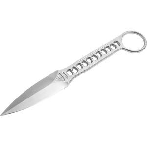 Boker Knives Voodoo Fixed Blade Knife 3.35" Dagger 440C Stonewashed Blade Stainless Steel Handle Silver - Boker Knives