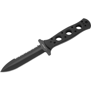 Boker Knives Steel-Mariner Fixed Blade Knife 3.94" Partially Serrated Dagger 440C Black Titanium Blade G-10 Handle Black - Boker Knives