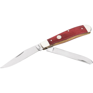 Boker Knives Traditional Series 2.0 Trapper Pocket Knife 3.27" Drop Point, Sheepsfoot 1095 Satin Blade Bone Handle Red - Boker Knives