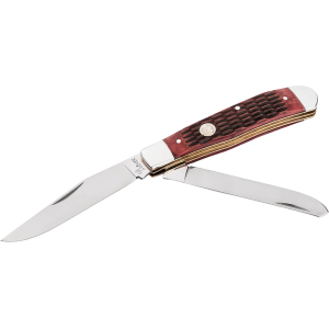 Boker Knives Traditional Series 2.0 Trapper Pocket Knife 3.84" Drop Point, Sheepsfoot 1095 Satin Blade Jigged Bone Handle Brown - Boker Knives