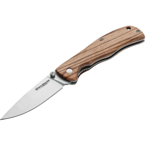 Boker Knives Backpacker Pocket Knife 3.39" Drop Point 440A Stainless Satin Blade Wood Handle Brown - Boker Knives