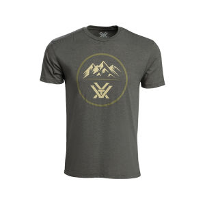 VORTEX OPTICS Men's Three Peaks Short Sleeve T Shirt Dark Olive Heather Large