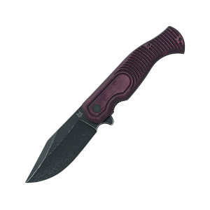 Fox Knives Eastwood Tiger Pocket Knife 3.74" Clip Point CPM-S90V Black Blade Micarta Handle Burgundy - Fox Knives