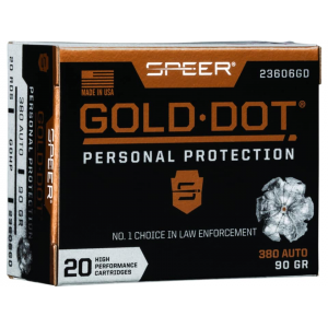 er Gold Dot 380 ACP 90 Grain Bonded Jacketed Hollow Point Box Of 20 Ammo