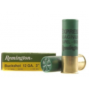REMINGTON Express Magnum 12 Gauge Ammo 3" #00 Buckshot 15 Pellets Box Of 5