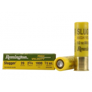 REMINGTON Slugger 20 Gauge Rifled Slug 2-3/4" 1/2oz Box Of 5