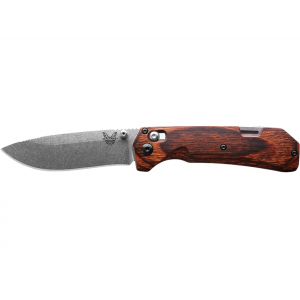 Benchmade Hunt Grizzly Creek Pocket Knife 3.5" Drop Point CPM S30V Satin Blade Stabilized Wood Handle Brown - Benchmade