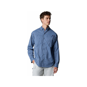 COLUMBIA Men's Super Tamiami Shirt Collegiate Navy Gradient Check Large