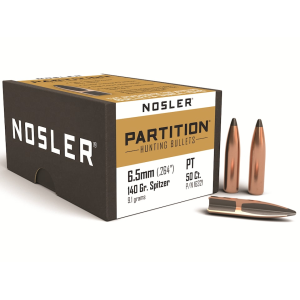 NOSLER Partition 6.5mm, 264 Caliber (264 Diameter) Bullets 140 Grain Spitzer Box of 50