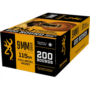 wning FMJ 9mm Luger 115 Grain Full Metal Jacket Box Of 200 Ammo