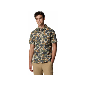 Columbia Men's Wild Cast Camp Shirt Fossil Deltahunter Camo Medium - Columbia