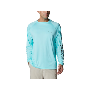 Columbia Men's PFG Terminal Tackle Long Sleeve Shirt Gulf Stream/Black Large - Columbia