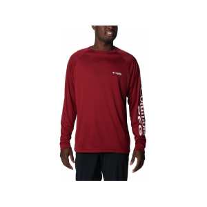 Columbia Men's PFG Terminal Tackle Long Sleeve Shirt Beet/White XL - Columbia