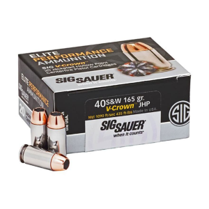  Sauer Elite Performance 40 S&W 165 Grain Sig V-Crown Jacketed Hollow Point Box Of 20 Ammo
