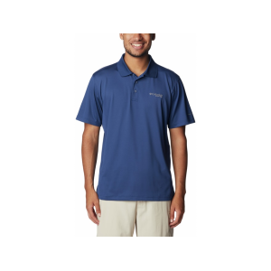Columbia Men's PFG Log Drag Offshore Short Sleeve Polo Shirt Carbon XL - Columbia