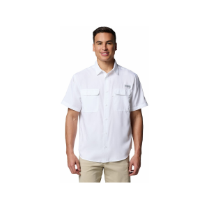 Columbia Men's PFG Backwater Short Sleeve Crew Neck Shirt White 2XL - Columbia