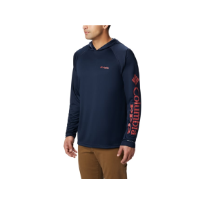 Columbia Men's PFG Terminal Tackle Hoodie Collegiate Navy/Sunset Red Large - Columbia