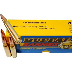 falo Bore 8x57mm JS Mauser (8mm Mauser) 200 Grain Barnes TSX Hollow Point Lead Free Box Of 20 Ammo