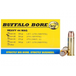 BUFFALO Bore 44 Remington Magnum Ammo 300 Grain Jacketed Flat Nose Box Of 20