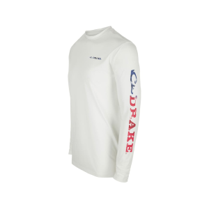 Drake Men's Performance Crew Solid Long Sleeve Crew Neck Shirt White/Americana Medium - Drake