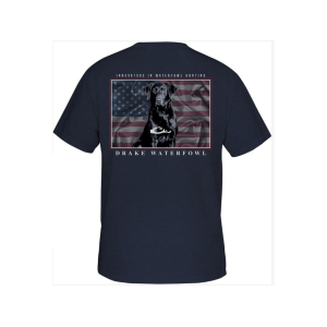 DRAKE Men's Americana Lab Short Sleeve Crew Neck T Shirt Indigo Black Heather 2XL