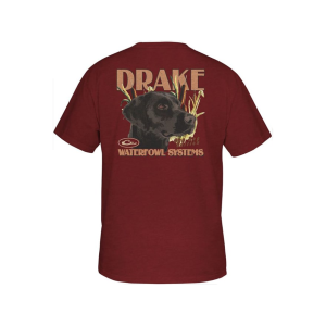 Drake Men's Marsh Lab Short Sleeve Crew Neck T Shirt Barn Red Dark Heather Large - Drake