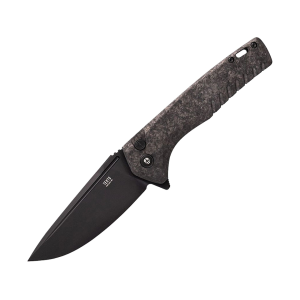 Tekto Knives F3 Charlie Pocket Knife 3.8" Drop Point D2 Black Titanium Blade Carbon Fiber Handle Black - Tekto Knives