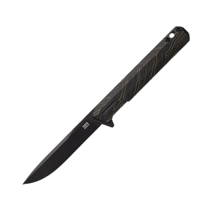 Tekto Knives F2 Bravo Pocket Knife 3.3" Drop Point D2 Black Titanium Blade G-10 Handle Damascus - Tekto Knives