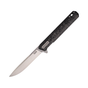 Tekto Knives F2 Bravo Pocket Knife 3.3" Drop Point D2 Titanium Blade Shredded Carbon Fiber Handle Black - Tekto Knives