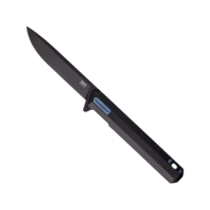 Tekto Knives F2 Bravo Pocket Knife 3.3" Drop Point D2 Black Titanium Blade G-10 Handle Black/Blue - Tekto Knives