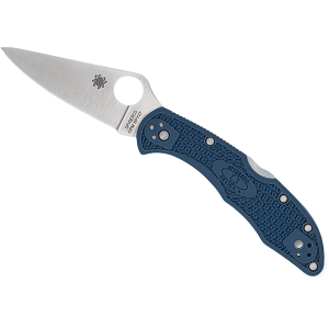 Spyderco Delica 4 Lightweight Pocket Knife 2.9" Drop Point CPM-SPY27 Satin Blade Fiberglass Reinforced Nylon (FRN) Handle Blue - Spyderco